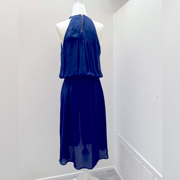 ALC Navy, 100% Washed Silk, Halter Dress - Picture 9 of 10